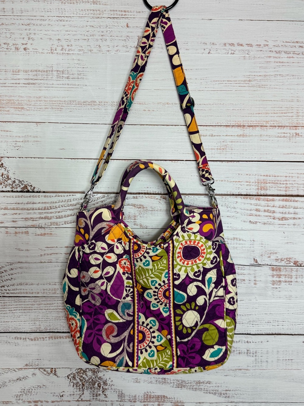 Vera Bradley Two Way Tote Retired Print Plum Crazy
